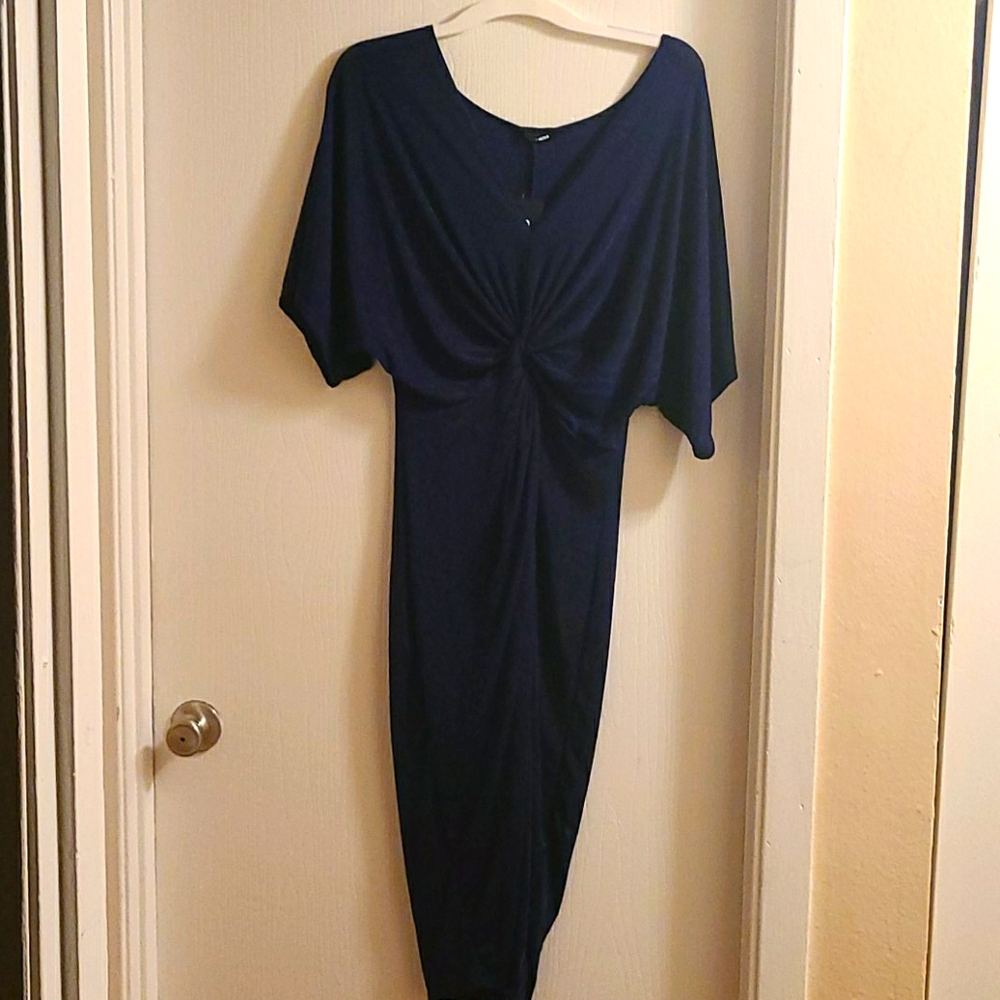 Navy knot dress with center slit